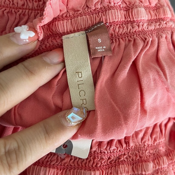 ANTHROPOLOGIE Pilcro Ruffled Ruched Slinky Tube Top in Coral - Picture 11 of 11